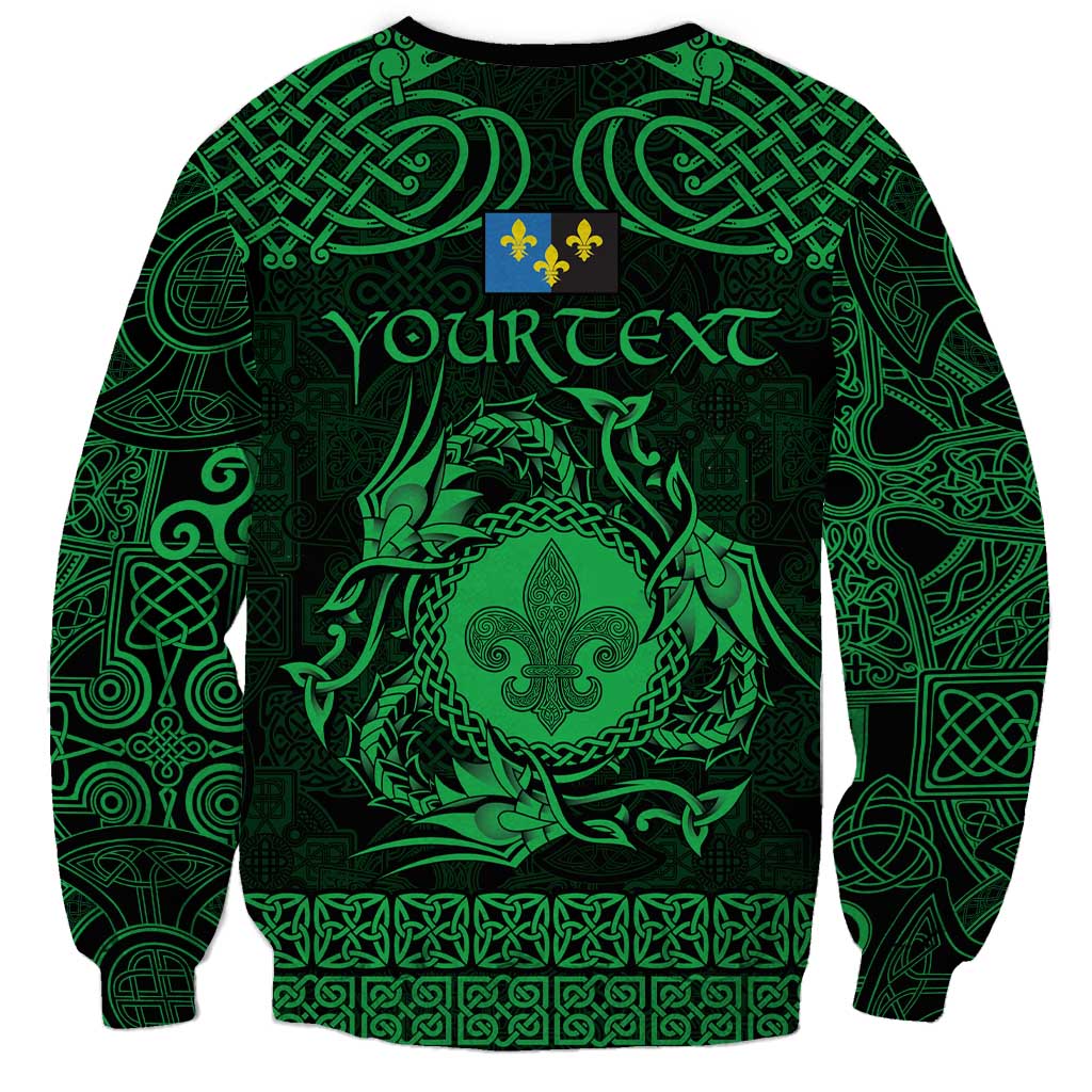 Personalized Monmouthshire Sir Fynwy Sweatshirt Green Fleur-de-lis Celtic-inspired - Wonder Print Shop