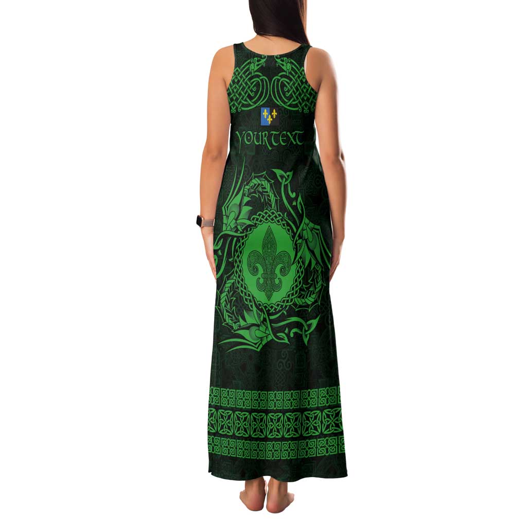 Personalized Monmouthshire Sir Fynwy Tank Maxi Dress Green Fleur-de-lis Celtic-inspired - Wonder Print Shop