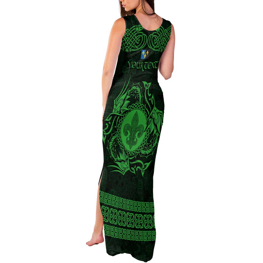 Personalized Monmouthshire Sir Fynwy Tank Maxi Dress Green Fleur-de-lis Celtic-inspired - Wonder Print Shop