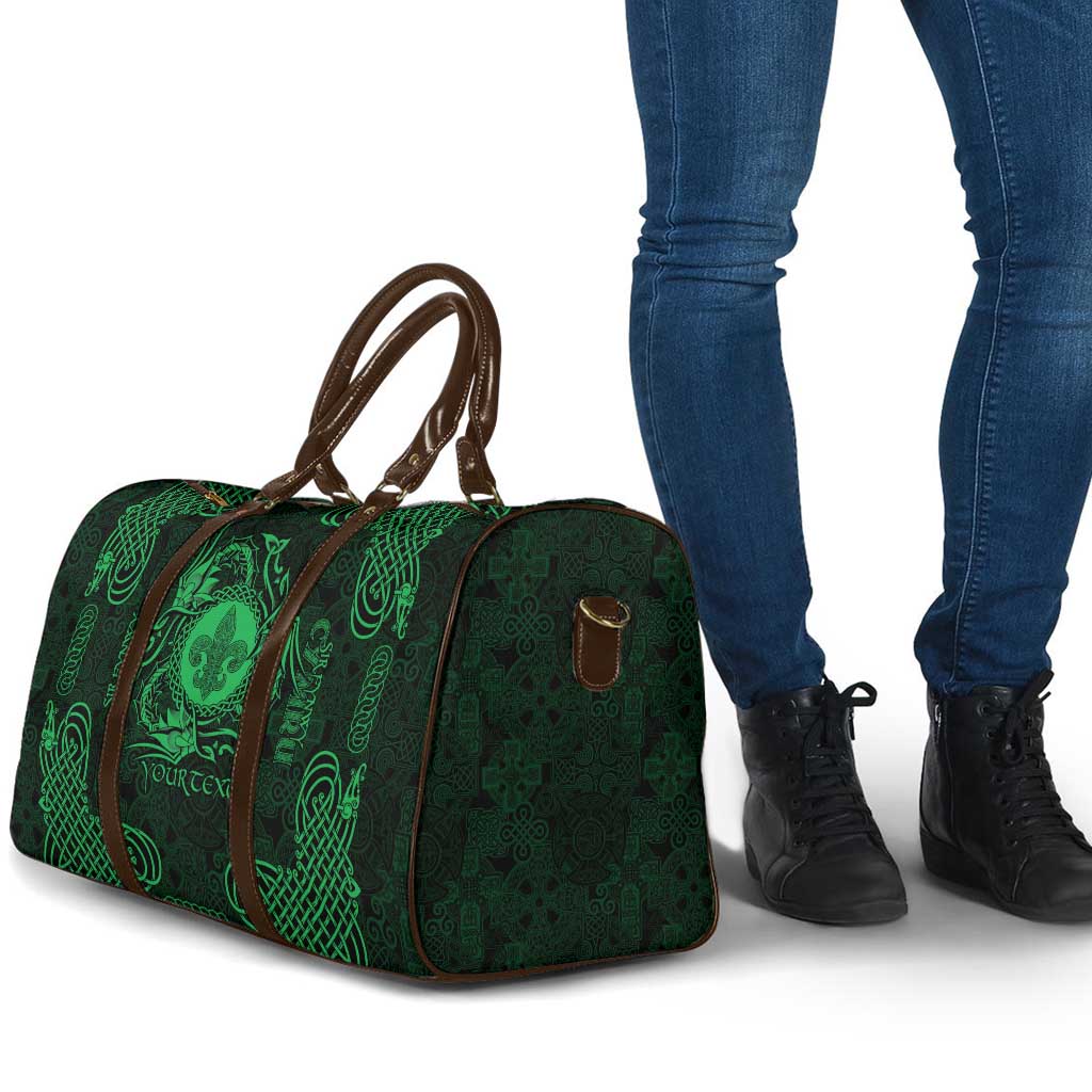 Personalized Monmouthshire Sir Fynwy Travel Bag Green Fleur-de-lis Celtic-inspired - Wonder Print Shop
