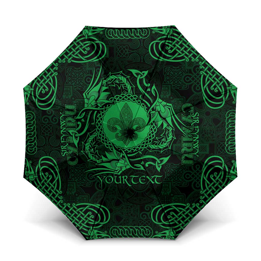 Personalized Monmouthshire Sir Fynwy Umbrella Green Fleur-de-lis Celtic-inspired - Wonder Print Shop