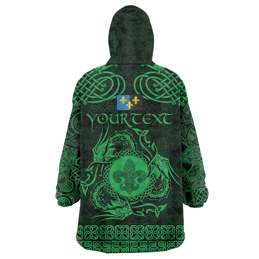 Personalized Monmouthshire Sir Fynwy Wearable Blanket Hoodie Green Fleur-de-lis Celtic-inspired - Wonder Print Shop