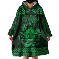 Personalized Monmouthshire Sir Fynwy Wearable Blanket Hoodie Green Fleur-de-lis Celtic-inspired - Wonder Print Shop