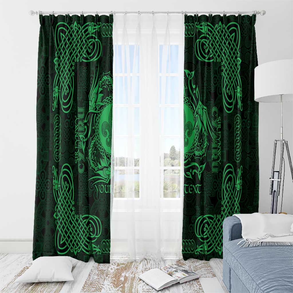Personalized Monmouthshire Sir Fynwy Window Curtain Green Fleur-de-lis Celtic-inspired - Wonder Print Shop