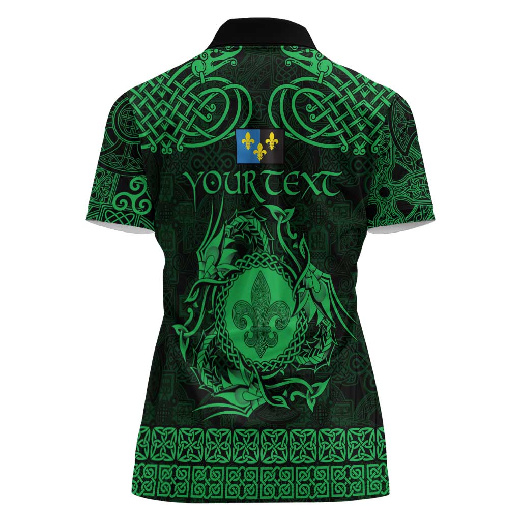 Personalized Monmouthshire Sir Fynwy Women Polo Shirt Green Fleur-de-lis Celtic-inspired - Wonder Print Shop