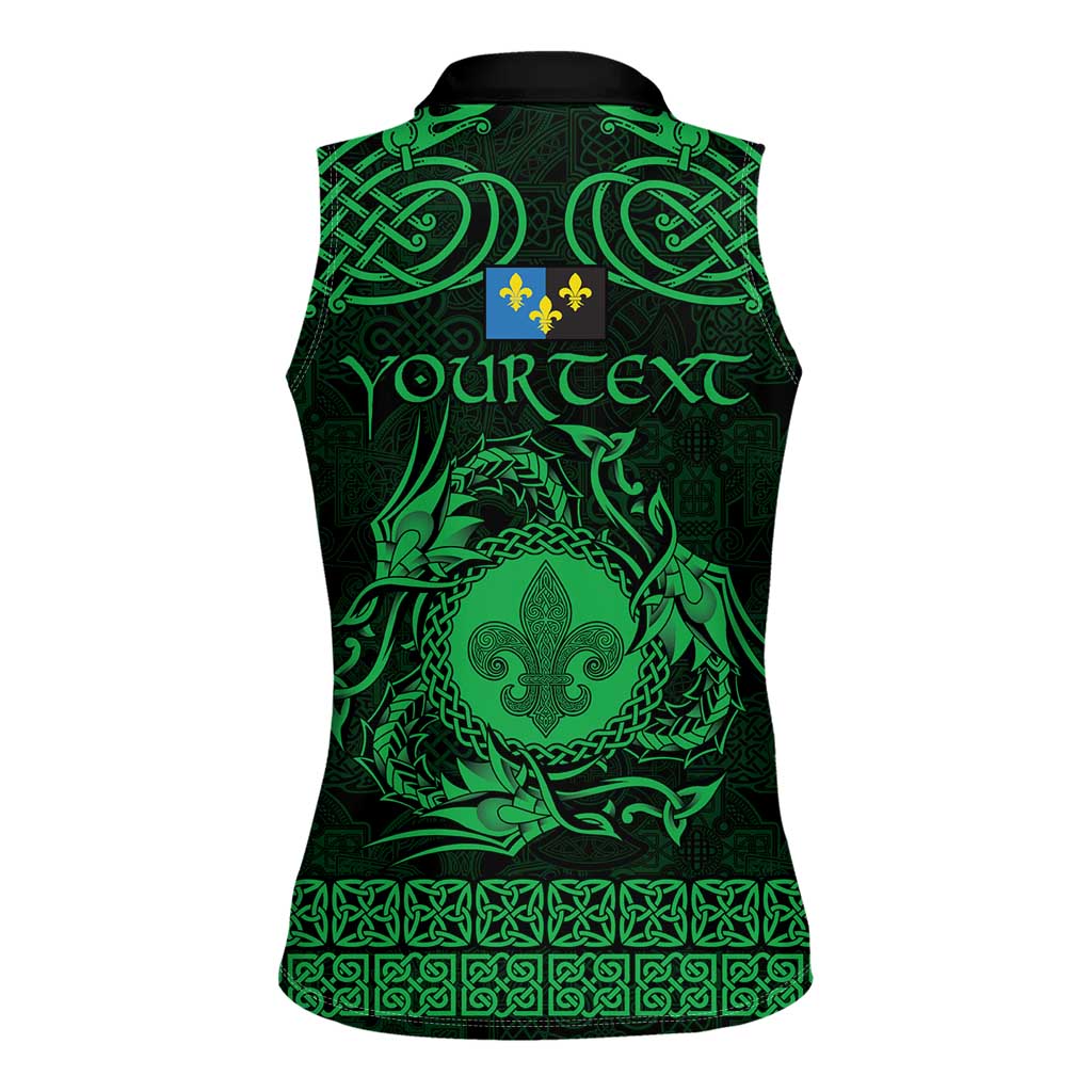Personalized Monmouthshire Sir Fynwy Women Sleeveless Polo Shirt Green Fleur-de-lis Celtic-inspired - Wonder Print Shop