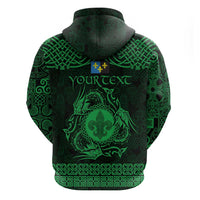 Personalized Monmouthshire Sir Fynwy Zip Hoodie Green Fleur-de-lis Celtic-inspired - Wonder Print Shop