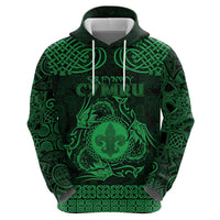 Personalized Monmouthshire Sir Fynwy Zip Hoodie Green Fleur-de-lis Celtic-inspired - Wonder Print Shop