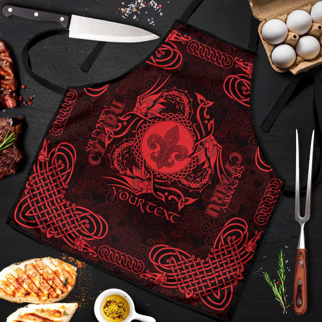 Personalized Monmouthshire Sir Fynwy Apron Red Fleur-de-lis Celtic-inspired - Wonder Print Shop
