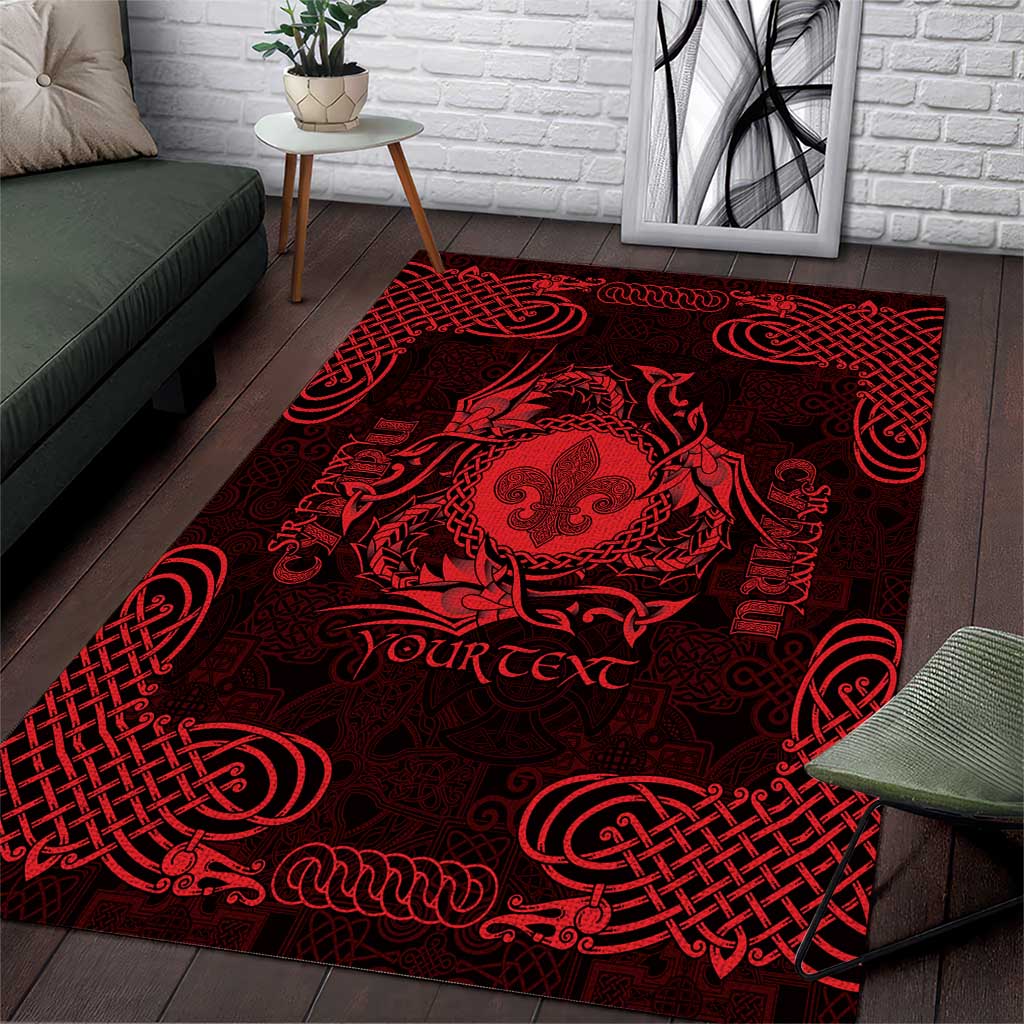 Personalized Monmouthshire Sir Fynwy Area Rug Red Fleur-de-lis Celtic-inspired - Wonder Print Shop