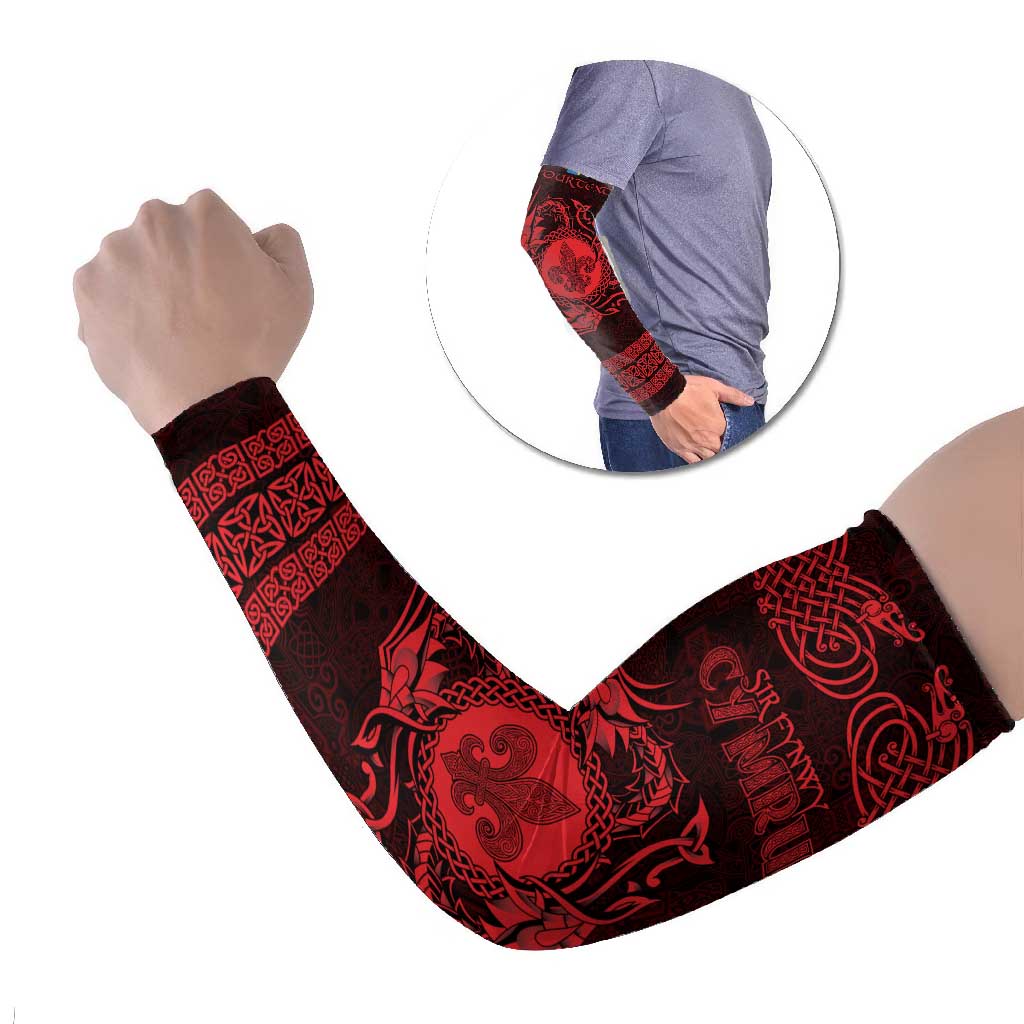 Personalized Monmouthshire Sir Fynwy Arm Sleeves Red Fleur-de-lis Celtic-inspired - Wonder Print Shop