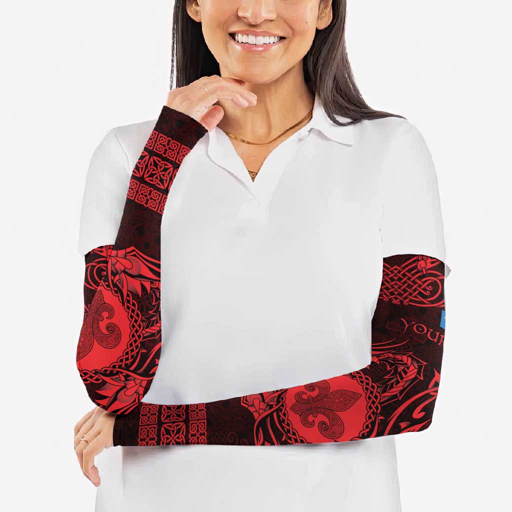Personalized Monmouthshire Sir Fynwy Arm Sleeves Red Fleur-de-lis Celtic-inspired - Wonder Print Shop