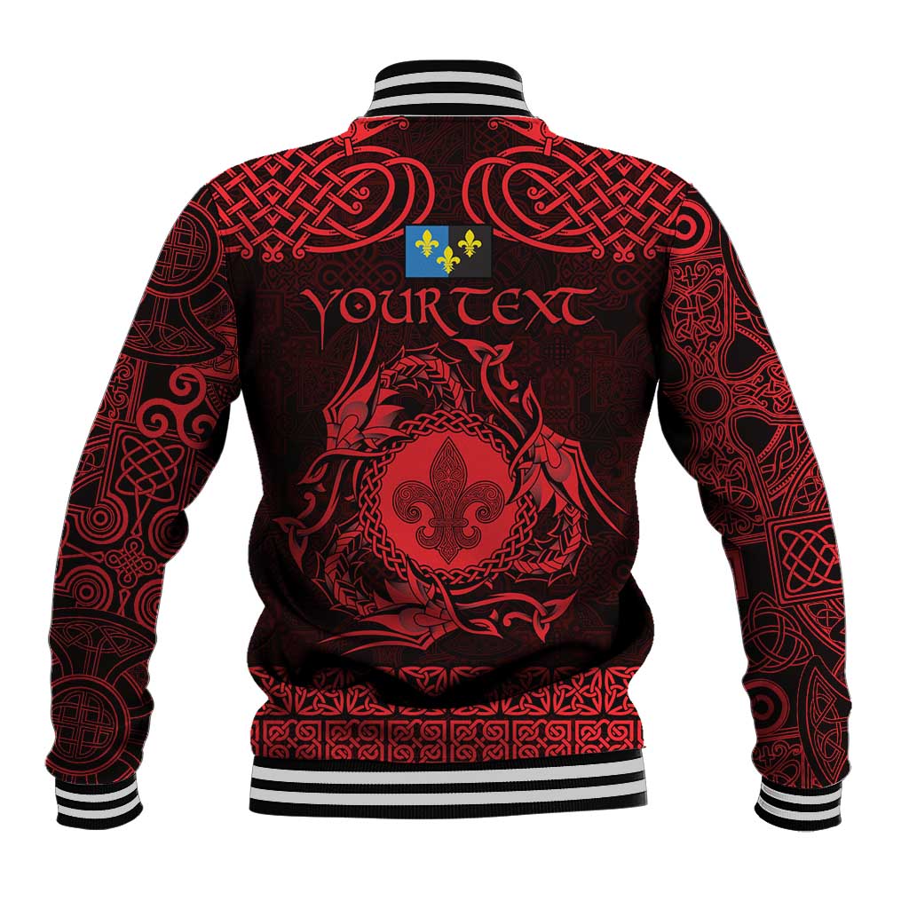 Personalized Monmouthshire Sir Fynwy Baseball Jacket Red Fleur-de-lis Celtic-inspired - Wonder Print Shop