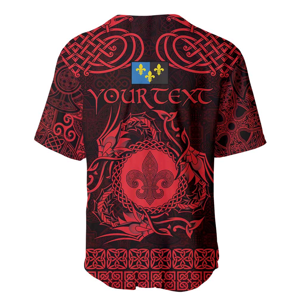 Personalized Monmouthshire Sir Fynwy Baseball Jersey Red Fleur-de-lis Celtic-inspired - Wonder Print Shop