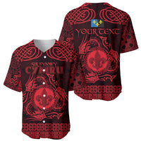 Personalized Monmouthshire Sir Fynwy Baseball Jersey Red Fleur-de-lis Celtic-inspired - Wonder Print Shop