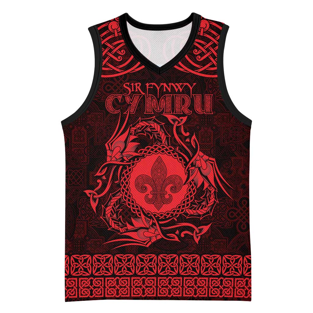 Personalized Monmouthshire Sir Fynwy Basketball Jersey Red Fleur-de-lis Celtic-inspired - Wonder Print Shop