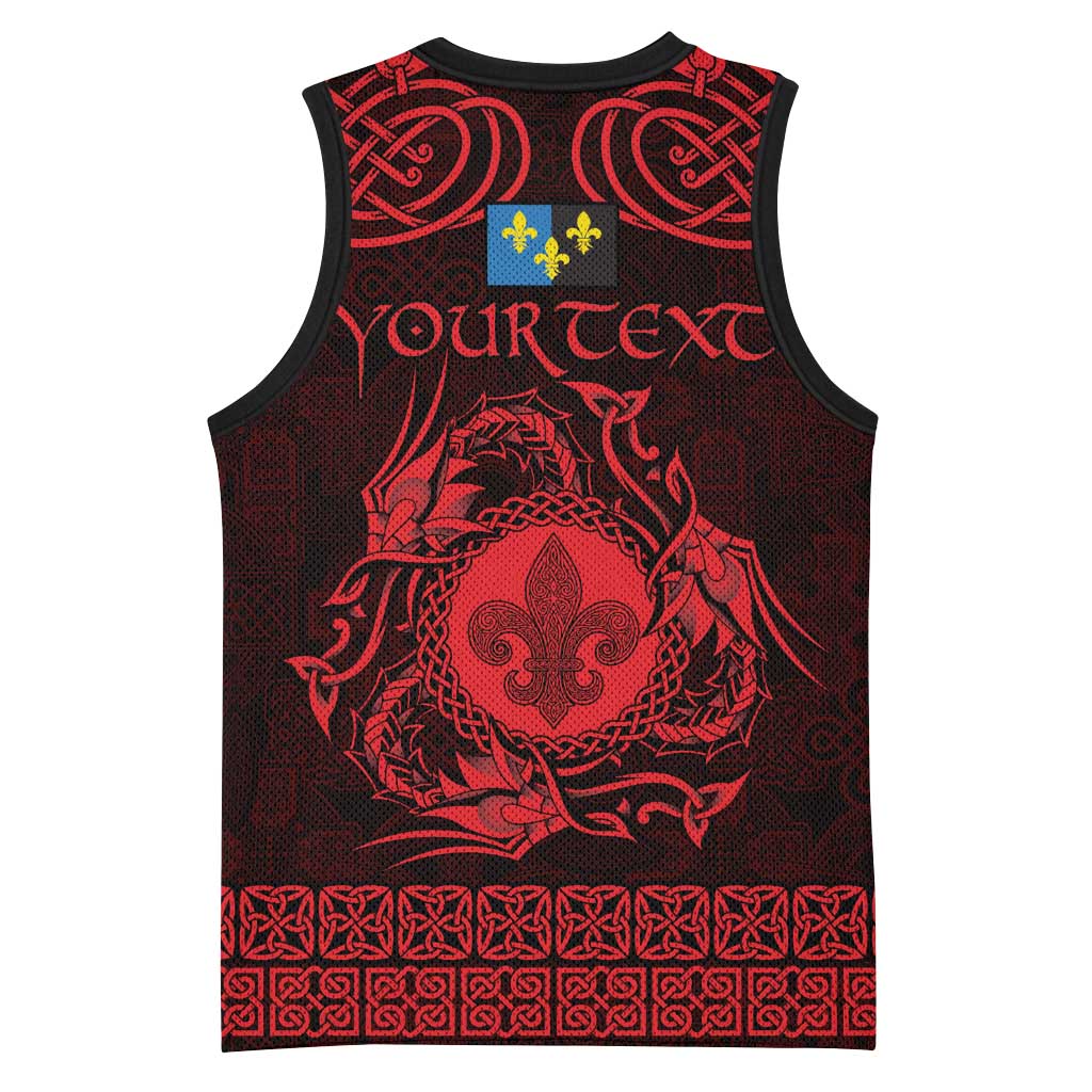Personalized Monmouthshire Sir Fynwy Basketball Jersey Red Fleur-de-lis Celtic-inspired - Wonder Print Shop