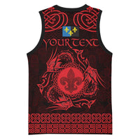 Personalized Monmouthshire Sir Fynwy Basketball Jersey Red Fleur-de-lis Celtic-inspired - Wonder Print Shop