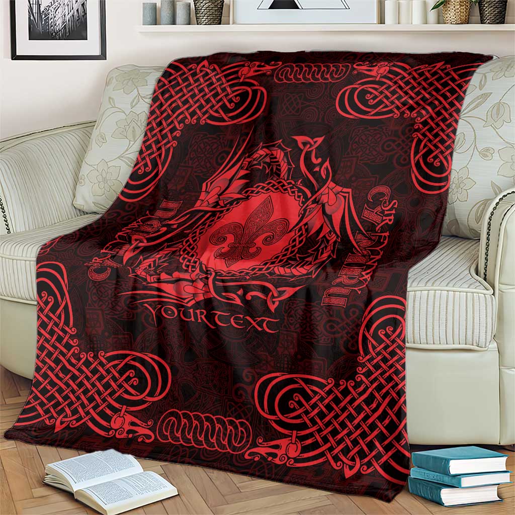 Personalized Monmouthshire Sir Fynwy Blanket Red Fleur-de-lis Celtic-inspired - Wonder Print Shop