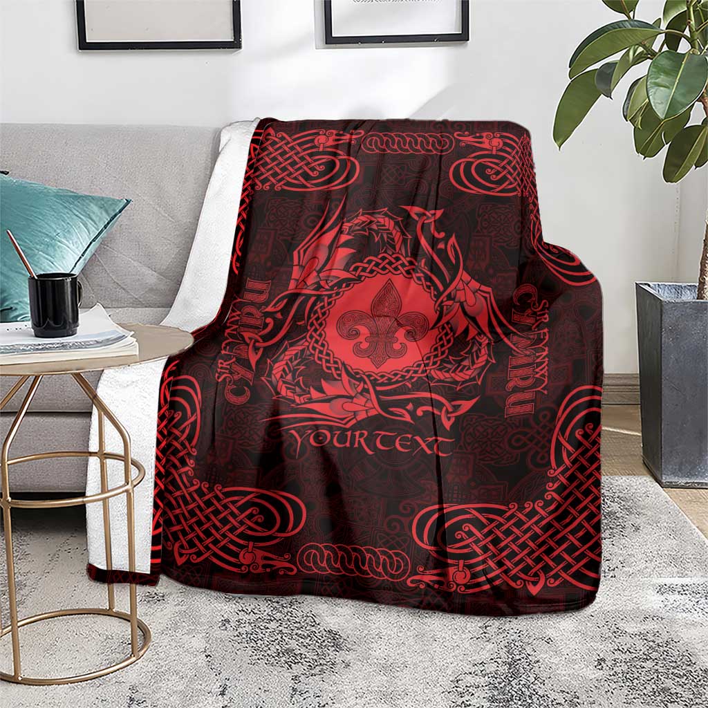 Personalized Monmouthshire Sir Fynwy Blanket Red Fleur-de-lis Celtic-inspired - Wonder Print Shop