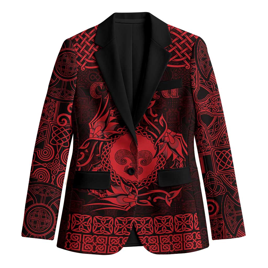 Personalized Monmouthshire Sir Fynwy Blazer Red Fleur-de-lis Celtic-inspired - Wonder Print Shop