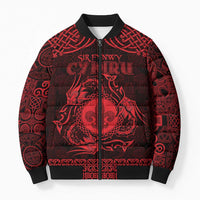 Personalized Monmouthshire Sir Fynwy Bomber Puffer Jacket Red Fleur-de-lis Celtic-inspired - Wonder Print Shop