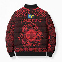 Personalized Monmouthshire Sir Fynwy Bomber Puffer Jacket Red Fleur-de-lis Celtic-inspired - Wonder Print Shop