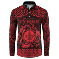 Personalized Monmouthshire Sir Fynwy Button Sweatshirt Red Fleur-de-lis Celtic-inspired - Wonder Print Shop