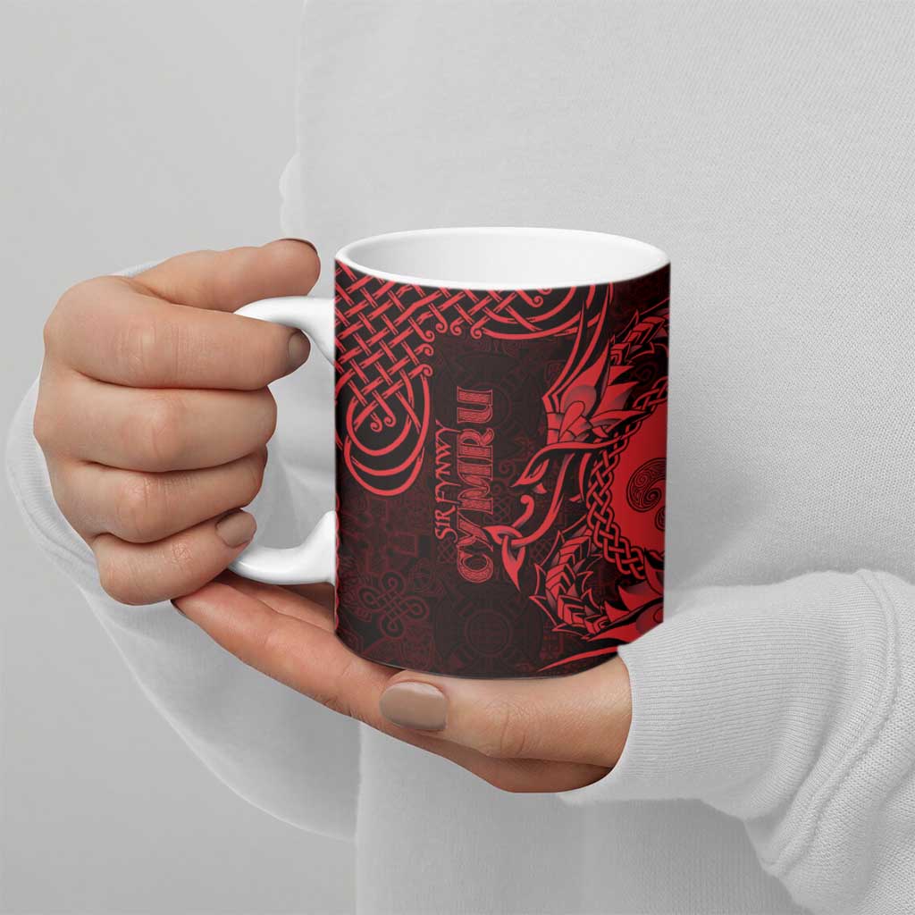 Personalized Monmouthshire Sir Fynwy Ceramic Mug Red Fleur-de-lis Celtic-inspired - Wonder Print Shop