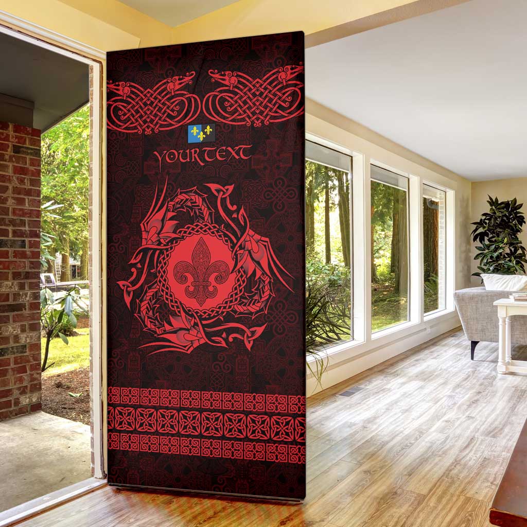 Personalized Monmouthshire Sir Fynwy Door Cover Red Fleur-de-lis Celtic-inspired - Wonder Print Shop