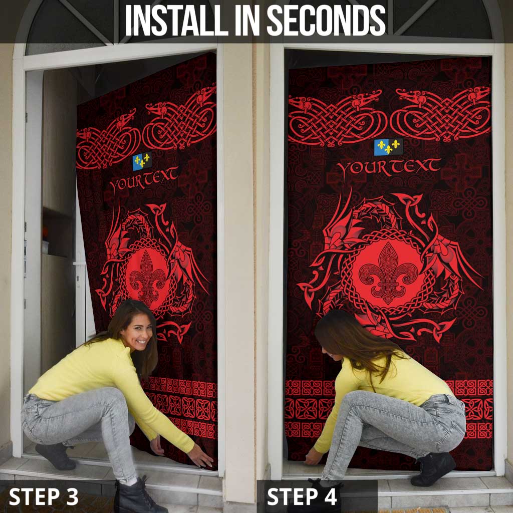 Personalized Monmouthshire Sir Fynwy Door Cover Red Fleur-de-lis Celtic-inspired - Wonder Print Shop