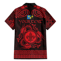 Personalized Monmouthshire Sir Fynwy Family Matching Mermaid Dress and Hawaiian Shirt Red Fleur-de-lis Celtic-inspired - Wonder Print Shop