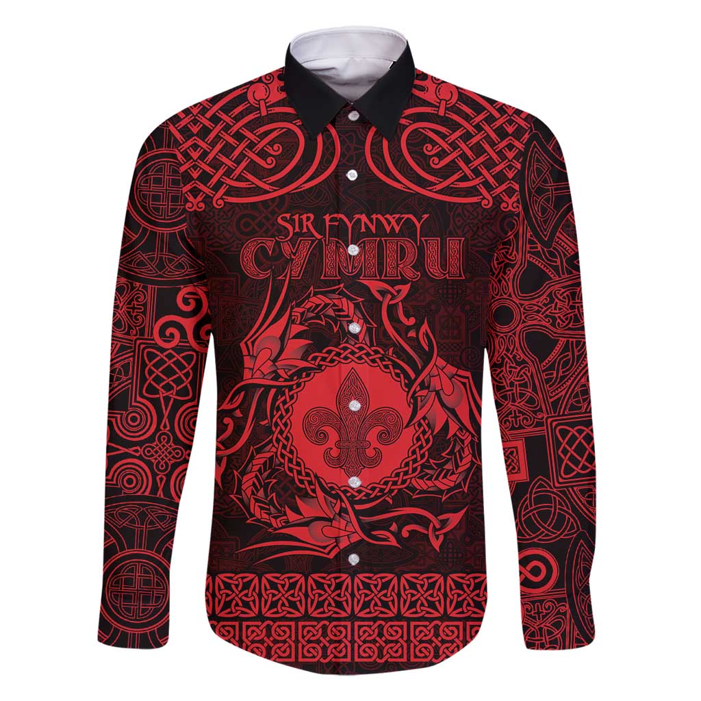 Personalized Monmouthshire Sir Fynwy Family Matching Mermaid Dress and Hawaiian Shirt Red Fleur-de-lis Celtic-inspired - Wonder Print Shop