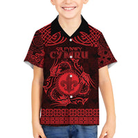 Personalized Monmouthshire Sir Fynwy Family Matching Off The Shoulder Long Sleeve Dress and Hawaiian Shirt Red Fleur-de-lis Celtic-inspired - Wonder Print Shop