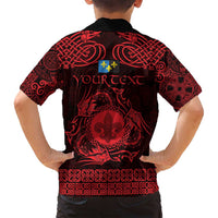 Personalized Monmouthshire Sir Fynwy Family Matching Off Shoulder Maxi Dress and Hawaiian Shirt Red Fleur-de-lis Celtic-inspired - Wonder Print Shop
