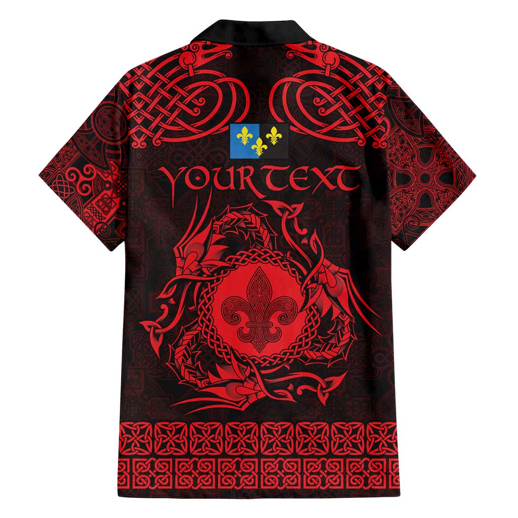 Personalized Monmouthshire Sir Fynwy Family Matching Off Shoulder Maxi Dress and Hawaiian Shirt Red Fleur-de-lis Celtic-inspired - Wonder Print Shop