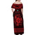 Personalized Monmouthshire Sir Fynwy Family Matching Off Shoulder Maxi Dress and Hawaiian Shirt Red Fleur-de-lis Celtic-inspired - Wonder Print Shop