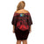 Personalized Monmouthshire Sir Fynwy Family Matching Off Shoulder Short Dress and Hawaiian Shirt Red Fleur-de-lis Celtic-inspired - Wonder Print Shop