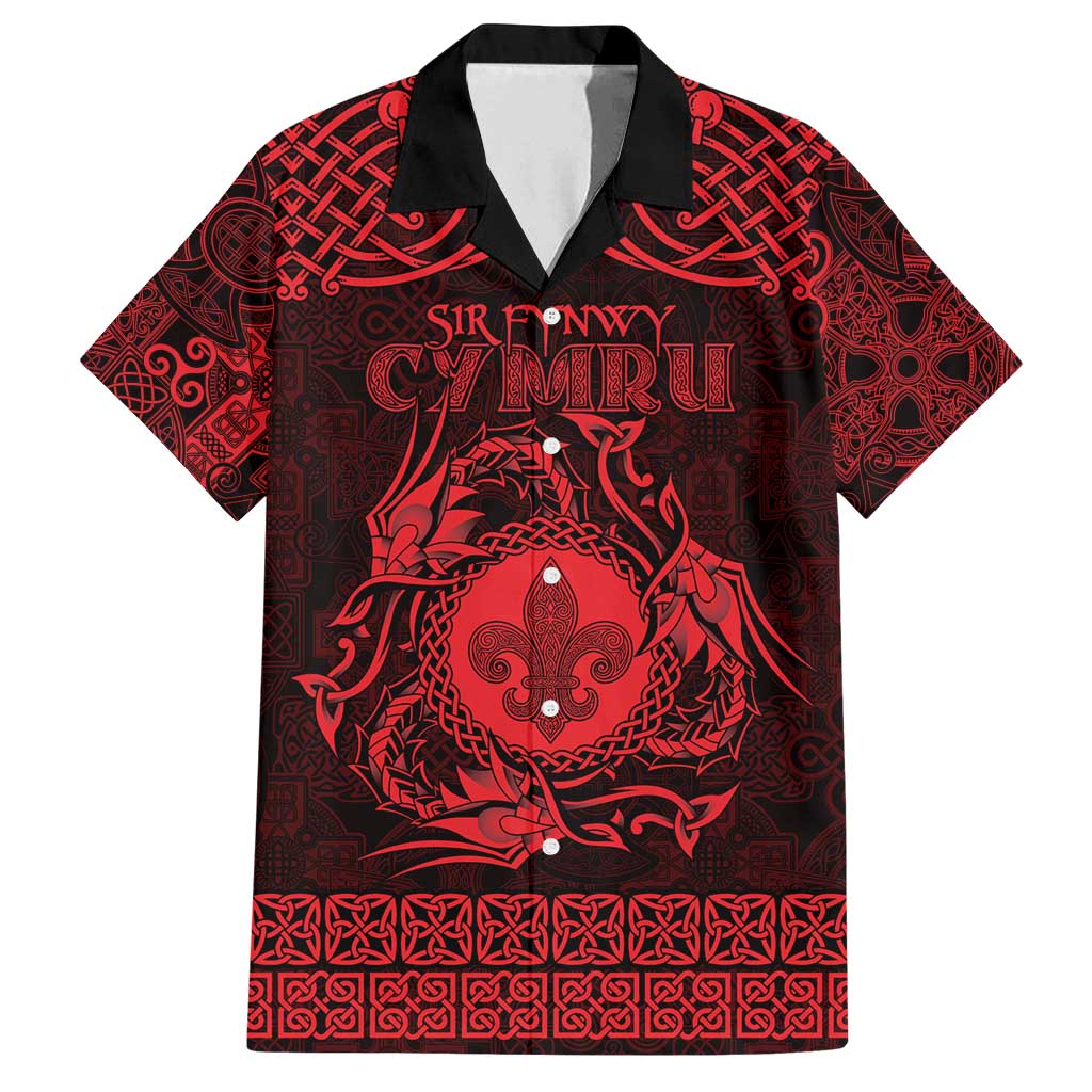 Personalized Monmouthshire Sir Fynwy Family Matching Puletasi and Hawaiian Shirt Red Fleur-de-lis Celtic-inspired - Wonder Print Shop