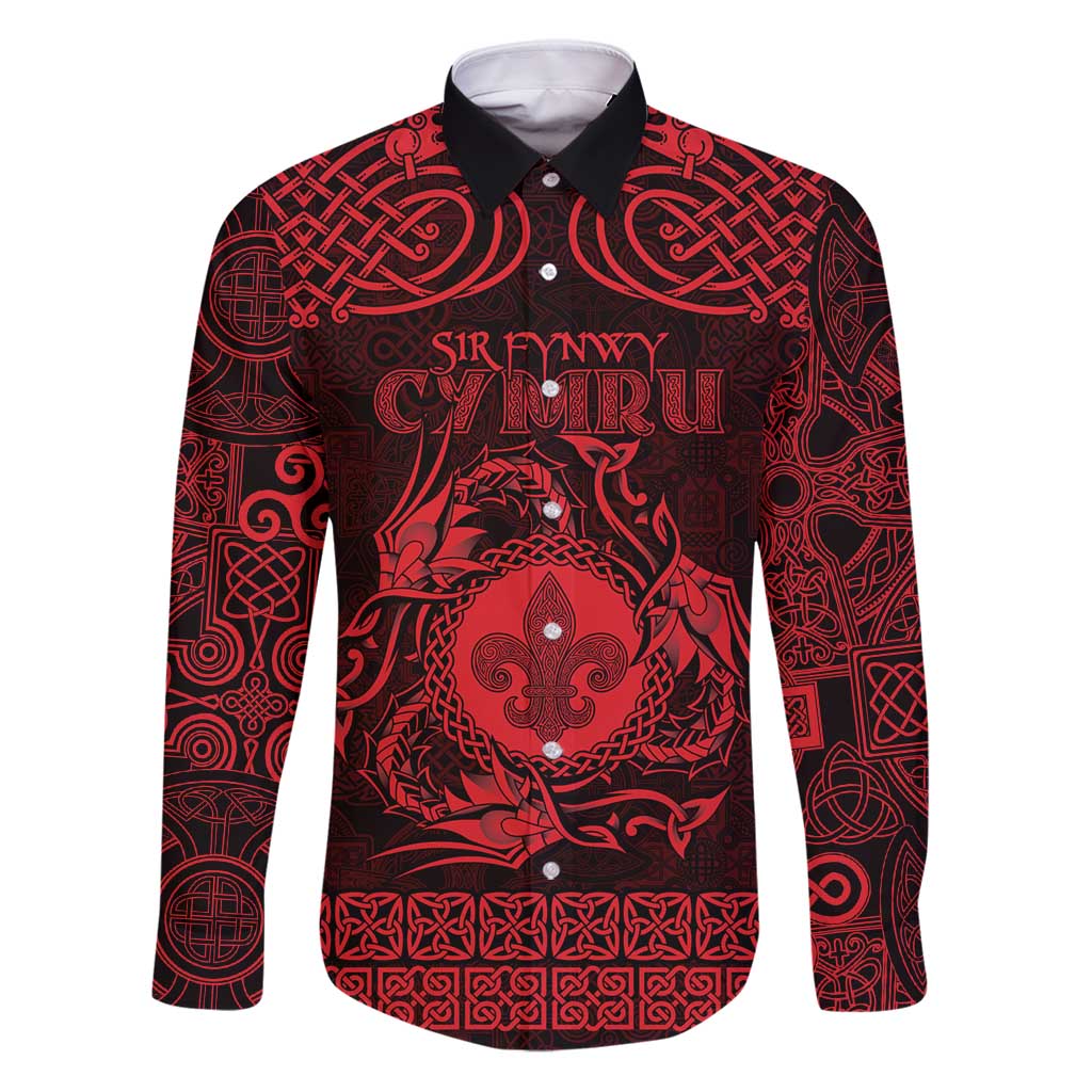 Personalized Monmouthshire Sir Fynwy Family Matching Puletasi and Hawaiian Shirt Red Fleur-de-lis Celtic-inspired - Wonder Print Shop