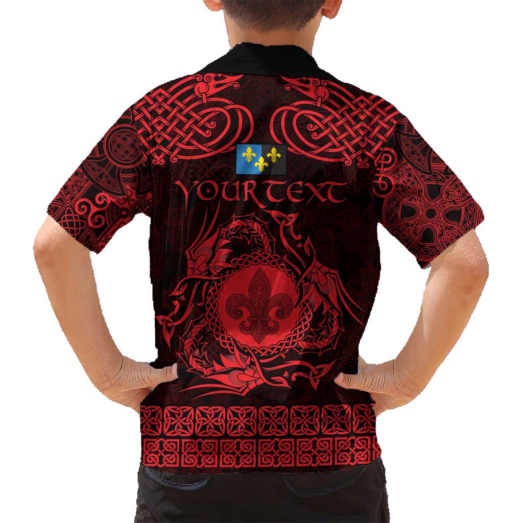 Personalized Monmouthshire Sir Fynwy Family Matching Summer Maxi Dress and Hawaiian Shirt Red Fleur-de-lis Celtic-inspired - Wonder Print Shop