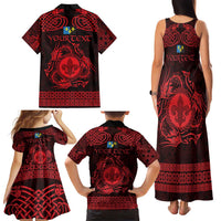 Personalized Monmouthshire Sir Fynwy Family Matching Tank Maxi Dress and Hawaiian Shirt Red Fleur-de-lis Celtic-inspired - Wonder Print Shop