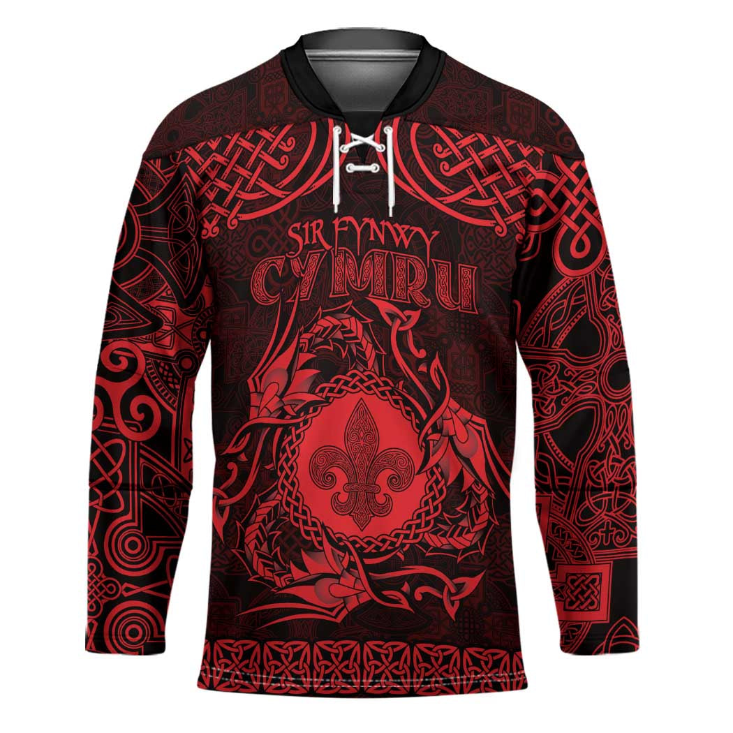 Personalized Monmouthshire Sir Fynwy Hockey Jersey Red Fleur-de-lis Celtic-inspired - Wonder Print Shop