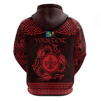 Personalized Monmouthshire Sir Fynwy Hoodie Red Fleur-de-lis Celtic-inspired - Wonder Print Shop