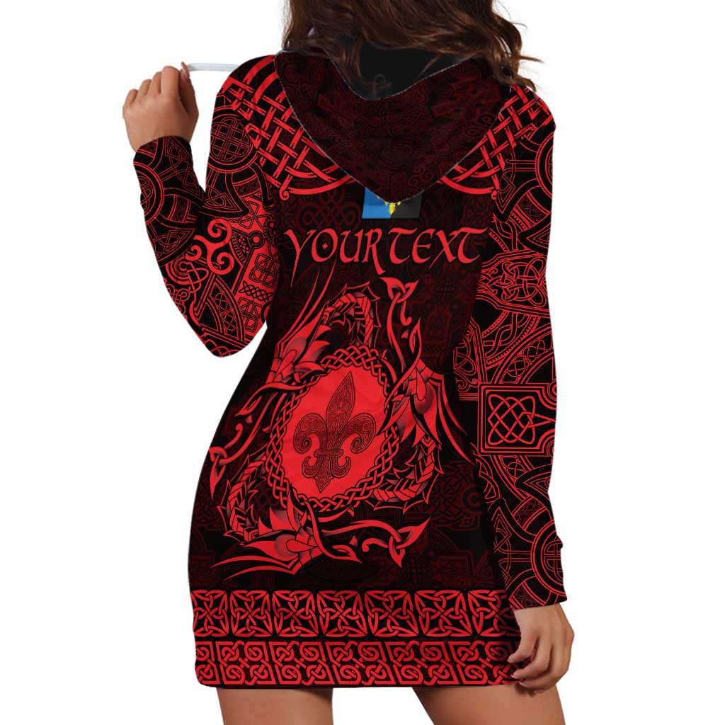 Personalized Monmouthshire Sir Fynwy Hoodie Dress Red Fleur-de-lis Celtic-inspired - Wonder Print Shop