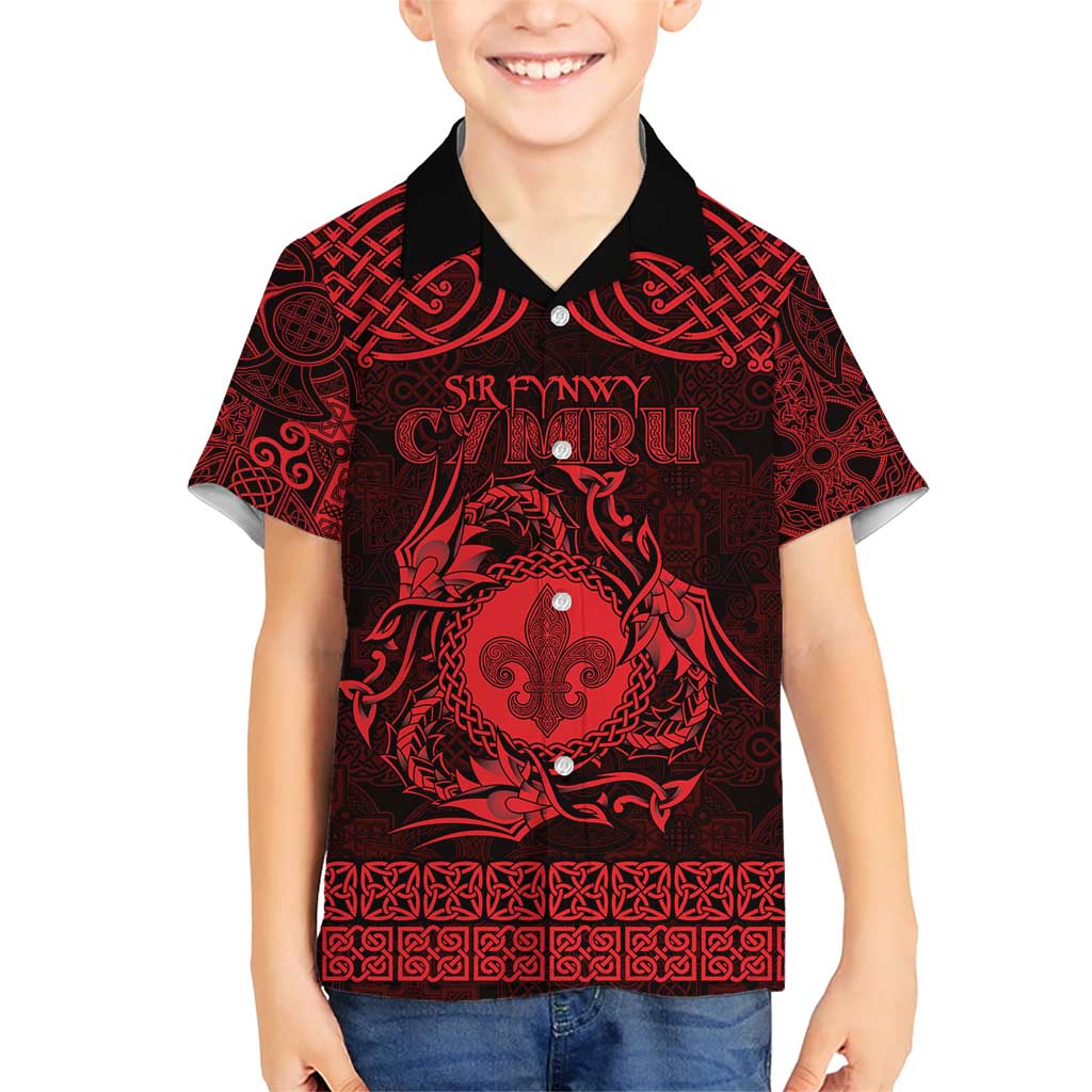 Personalized Monmouthshire Sir Fynwy Kid Hawaiian Shirt Red Fleur-de-lis Celtic-inspired - Wonder Print Shop