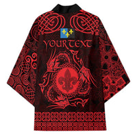 Personalized Monmouthshire Sir Fynwy Kimono Red Fleur-de-lis Celtic-inspired - Wonder Print Shop