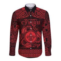 Personalized Monmouthshire Sir Fynwy Long Sleeve Button Shirt Red Fleur-de-lis Celtic-inspired - Wonder Print Shop