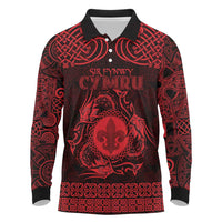 Personalized Monmouthshire Sir Fynwy Long Sleeve Polo Shirt Red Fleur-de-lis Celtic-inspired - Wonder Print Shop