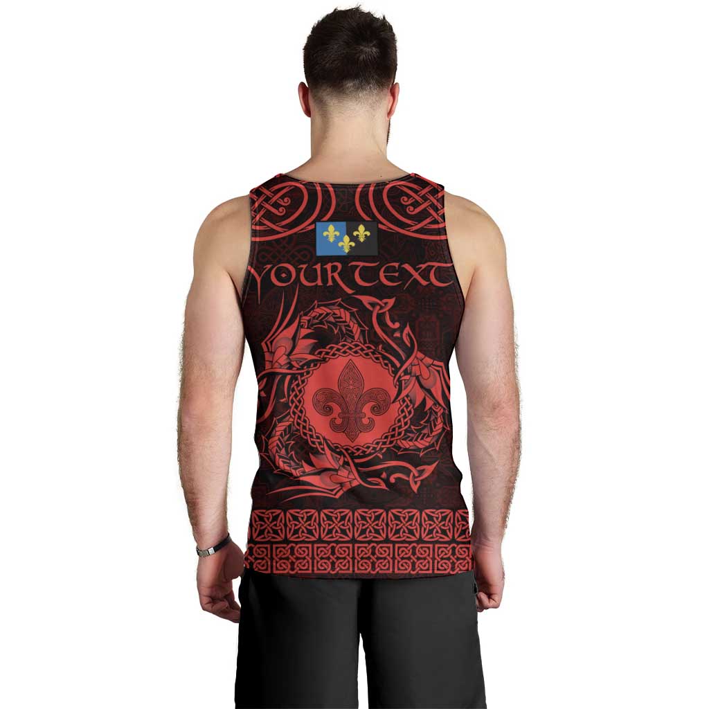 Personalized Monmouthshire Sir Fynwy Men Tank Top Red Fleur-de-lis Celtic-inspired - Wonder Print Shop